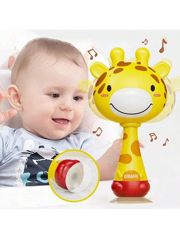 1PC Adorable Giraffe Rattle With Suction Cup: Soft Silicone Antlers, Shaking Sounds ?C Perfect For Soothing Babies Yellow