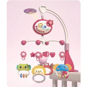 1set Baby Crib Bell Toy Multi-Functional Remote Control Music Projection Light Night Light Puzzle Hanging Rotatable Head Bed Bell Suitable For Soothing Babies, A Gift For Newborn Baby Toys Red