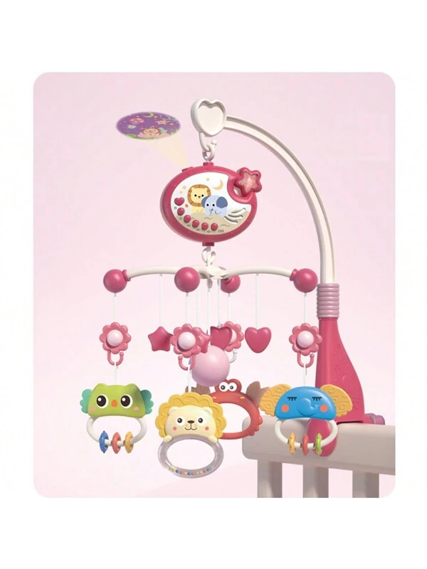 1set Baby Crib Bell Toy Multi-Functional Remote Control Music Projection Light Night Light Puzzle Hanging Rotatable Head Bed Bell Suitable For Soothing Babies, A Gift For Newborn Baby Toys Red