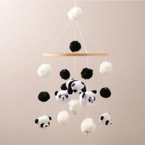 Baby Crib Mobile Wooden Wind Chime Bed Bell,Neutral Baby Crib Mobile,Baby Mobile For Crib,Handmade Baby Mobile,Panda Baby Ceiling Mobile Baby Nursery Decoration Army Green