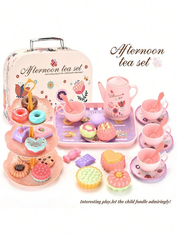 Christmas Decoration Tea Set For Little Girls, Princess Tea Time Toys Playset- Teapot Dishes Dessert & Carrying Case, Kitchen Pretend Play Tea Party Set Gifts For Kids Toddlers Toy, Tea Set For Little Girls, Birthday Gift For Age 3 4 5 6 Year Old, Toddler Toys Tea Party Set For Little Girls, Princess Kids Kitchen Pretend Toy With Tea Set, Desserts & Carrying Case,Toys For Girls,Girls Toys,Kids Toys Pink