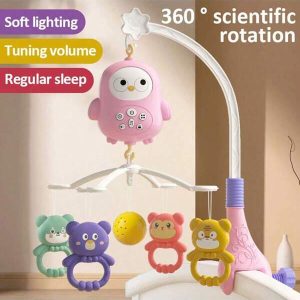 Newborn Baby Musical Crib Mobile Toy, 0-1 Year Old Infant Early Education Rotating Rattle Infant Bed Bell Non Remote Control