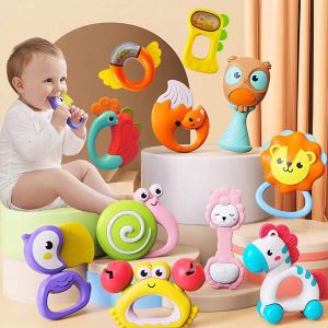 Baby Rattle ToyBaby Teether Rattle Handbell,Suitable For Infants Aged 1-24 Months, Ringing Toys, Children's Puzzle Toy, Soft Silicone Teething Toy Suitablefor Toddler Boys And Girls Easter Gift Teething Toys, Holiday Gift, Birthday Gift, Christmas Gift(Random Color & Style) Multicolor