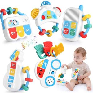 1 Pc Baby Toys Baby Music Toys For 0 3 6 12 18 Months With Teething, Guitar Piano Rattle Phone Car, Touch Sound Toys-Toddler Music For Boy Girl Toys-Gifts For Babies For Birthday, Christmas, Halloween, New Year Multicolor