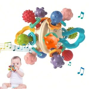 Baby Teething Toys - Infant Sensory Chew Rattles Toys - Newborn Montessori Learning Developmental Toy - Teethers For Babies 0 3 6 9 12 18 Months - Shower Gifts For 1 2 One Two Year Old Girls Boys(Random Color For Details) Multicolor