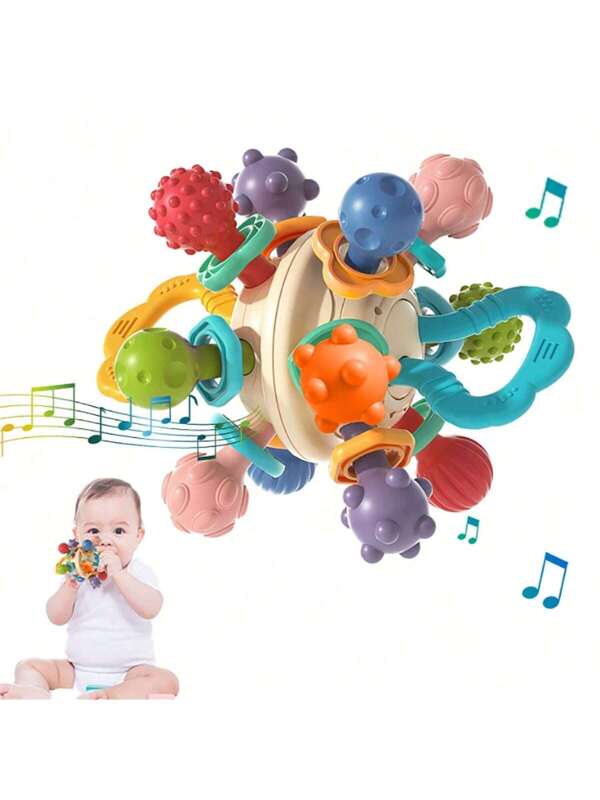 Baby Teething Toys - Infant Sensory Chew Rattles Toys - Newborn Montessori Learning Developmental Toy - Teethers For Babies 0 3 6 9 12 18 Months - Shower Gifts For 1 2 One Two Year Old Girls Boys(Random Color For Details) Multicolor