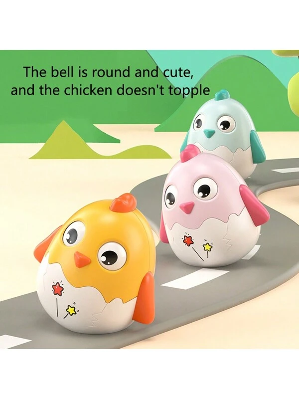 1pc Cute Ringing Chicken Tumbler Toy, Cartoon Rattle Bell, Educational Developmental Interactive Soother Shake Rattle Toy For Baby Boys & Girls Multicolor