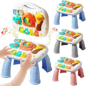 Interactive Multifunctional Activity Game Table For Kids ?C Educational Learning Toy With Musical Keyboard, Flipping Animal Sounds, Rotating Pointer Acoustic Effect, And Lullaby Feature, Random Color Multicolor