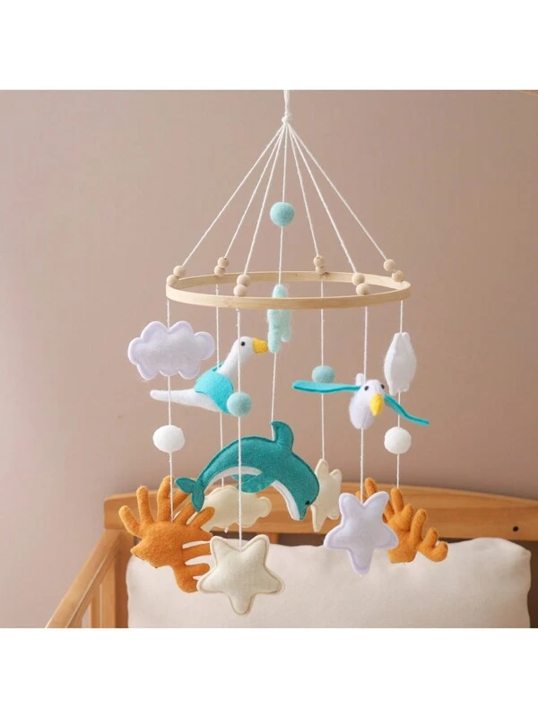 Baby Mobile Crib - Marine Animal Bed Bells Baby Mobile Toys - Handmade Soft Felt Baby Room - Woodland Kindergarten Decorative Toys Soothing Grip Bedside Rattle To Help Baby Exercise Hand-Eye Coordination For Ceiling Hanging | The Perfect Baby Shower Gift For Boys And Girls (Single Bed Bell, Without Bracket) Royal Blue