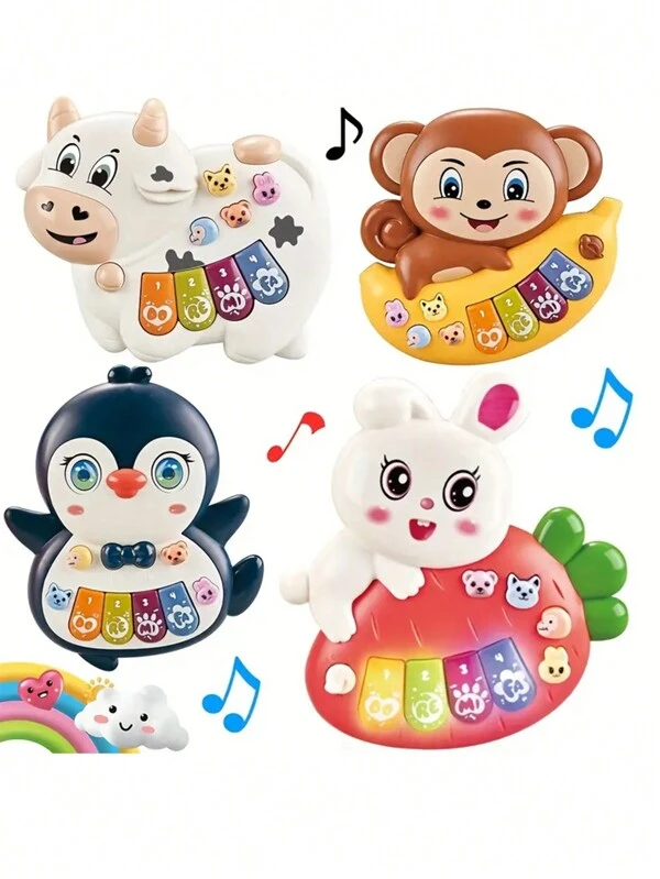 Finger Piano Toys - Educational Musical Toy For Early Childhood Learning With Light And Music, Animal Shape, Electric, And Random Accessories Included,Do Not Pack Electricity Multicolor