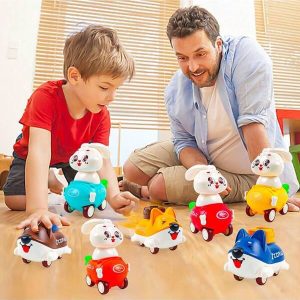 Cartoon Car Toys Suitable For Boys And Girls Aged 1 And Above, 3-4 Piece Animal Cartoon Stroller Educational Toys Suitable For Children Aged 1-3, Baby Car Toys Suitable For One Year Old Boys And Girls' Birthday Gifts, And Baby Toys Suitable For 12-18 Months Old Multicolor